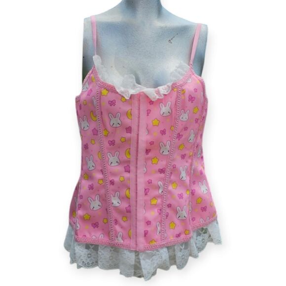 Littleforbig Women's Lace Up Boned Overbust Corset Bustier Bodyshaper - Picture 2 of 9